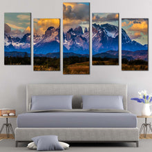 Load image into Gallery viewer, Cuernos Mountain Canvas Wall Art Green Landscape Scenery Canvas Print Torres del Paine National Park Multiple Canvas In Living Room
