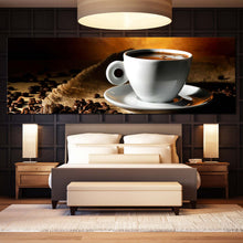 Load image into Gallery viewer, Cup  Saucer  Canvas  Wall  Art  Brown  Coffee  Beans  1  Piece  Multiple  Canvas  White  Coffee  Cup  Canvas  Print For Bedroom
