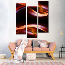 Load image into Gallery viewer, Curvy  Waves  Canvas  Wall  Art  Orange  Abstract  Patterns  Multiple  Canvas  Red  Blue  Modern  Abstract  Living  Room  3  Piece  Canvas  Print In Living Room
