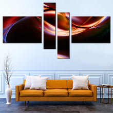 Load image into Gallery viewer, Curvy Waves Canvas Wall Art Orange Abstract Patterns Multiple Canvas Red Blue Modern Abstract   4 Piece Canvas Print In Living room
