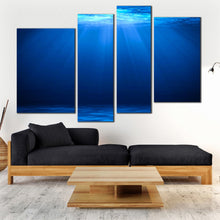 Load image into Gallery viewer, Deep Ocean Blue Water 4 Panel artwork 
