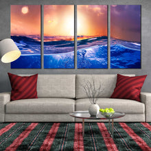 Load image into Gallery viewer, Deep Ocean Blue Water Sunset View 4 Panel artwork for Living Room
