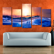 Load image into Gallery viewer, Deep Ocean Blue Water Sunset View 5 piece canvas wall art For Living Room
