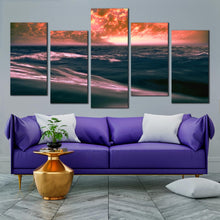 Load image into Gallery viewer, Deep Ocean Blue Water Sunset View 5 piece canvas wall art For Your Living Room
