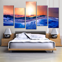 Load image into Gallery viewer, Deep Ocean Blue seawater at dusk 5 Piece canvas wall decor For Bedroom
