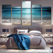 Load image into Gallery viewer, Digue Island Canvas Wall Art Grey Seychelles Ocean Sky 5 Piece Canvas Blue Beach Sand Sky  Canvas Print For Bedroom
