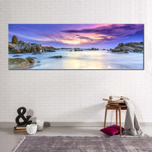 Load image into Gallery viewer, Dramatic Sea Canvas Print Brown Dawn Beach Scenery Canvas Artwork Blue Sky Seascape 1 Piece Canvas Wall Art For Living Room
