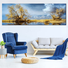 Load image into Gallery viewer, Dramatic  Clouds  Canvas  Print  Green  Trees  Water  Reflection  Scenery  Living  Room  1  Piece  Canvas  Wall  Art In Living Room
