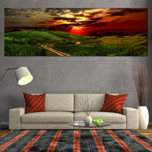 Load image into Gallery viewer, Dramatic  Clouds  Canvas  Wall  Art  Green  Country  Road  Scenery  Living  Room  1  Piece  Canvas  Print For Living Room
