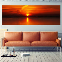 Load image into Gallery viewer, Dramatic  Clouds  Canvas  Wall  Art  Orange  Ocean  Sky  Living  Room  1  Piece  Canvas  Cloudy  Red  Seascape  Reflection  Canvas  Print In Living Room
