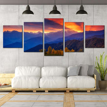 Load image into Gallery viewer, Dramatic Sky Canvas Wall Art Mt Ushba Orange Sunbeams  5 Piece Canvas Print Europe Caucasus Ridge Landscape Canvas Artwork For Your Living Room
