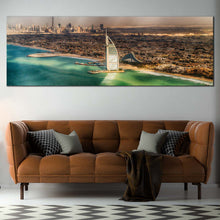 Load image into Gallery viewer, Dubai  Beach  Canvas  Wall  Art  Green  Umm  Suqeim  Beach 1  Piece  Canvas  Beautiful  Brown  City  Skyline  Canvas  Print For Living Room
