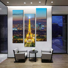 Load image into Gallery viewer, Eiffel  tower  at  dawn  paris  skyline  3  piece  canvas  print For Living Room
