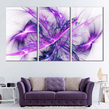 Load image into Gallery viewer, Elegant Abstract Canvas Wall Art Blue Purple Abstract Design 3 Piece Canvas Print Modern Abstract Fractal Triptych Multi Canvas For Living room
