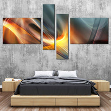 Load image into Gallery viewer, Elegant Abstract Canvas Wall Art Yellow Abstract Shapes Canvas Print Grey Modern Abstract Patterns Bedroom 4 Piece Multi Canvas In Bedroom
