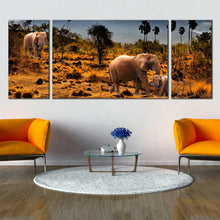 Load image into Gallery viewer, Elephants  Desert  Palm  Trees  Landscape  Canvas  art In Living Room
