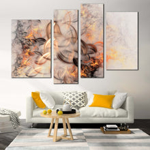 Load image into Gallery viewer, Embossed Fractal Canvas Wall Art Smoke Texture Abstract 4 Piece Multiple Canvas Orange White Modern Abstract Canvas Print
