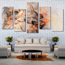 Load image into Gallery viewer, Embossed Fractal Canvas WallArt Smoke Texture Abstract 5 Piece Multiple Canvas Orange White Modern Abstract Canvas Print
