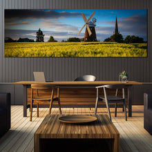 Load image into Gallery viewer, English  Windmill  Canvas  Wall  Art  Green  Field  Trees  Windmill  Scenery  Living  Room  1  Piece  Canvas In Dinning Room
