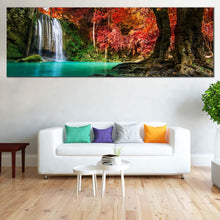 Load image into Gallery viewer, Erawan  Waterfall  Canvas  Print  Hin  Rong  Kla  National  Park  Living  Room  1  Piece  Canvas  Green  Red  Autumn  Trees  Scenery  Canvas  Wall  Art For Living Room

