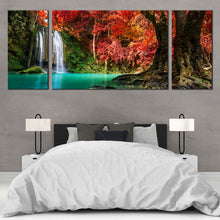 Load image into Gallery viewer, Erawan  Waterfall  Canvas  Print  Thailand  Waterfall  Forest  Canvas  Set  Hin  Rong  Kla  National  Park  3  Piece  Multi  Canvas For Bedroom
