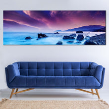 Load image into Gallery viewer, Europe  Ocean  Canvas  Print  Blue  Ocean  Beach  Living  Room  1  Piece  Canvas  Wall  Art  Beautiful  Purple  Overcast  Sky  Multi  Canvas In Living Room
