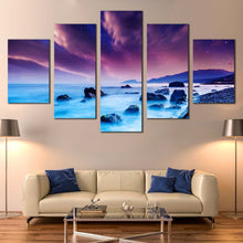Load image into Gallery viewer, Europe  Ocean  Canvas  Print  Blue  Ocean  Beach  Living  Room  5  Piece  Canvas  Wall  Art  Beautiful  Purple  Overcast  Sky  Multi  Canvas For Living Room
