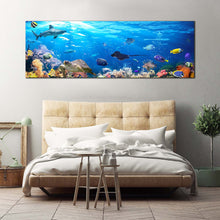 Load image into Gallery viewer, Exotic Underwater Canvas Wall Art Colorful Coral Reef Canvas Artwork Blue Underwater Sun 1 Piece Canvas Print For Bedroom
