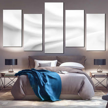 Load image into Gallery viewer, Fabric Texture Canvas WallArt Solid White Digital Artwork 5 Piece Canvas Print Grey Elegant Modern Abstract Multi Canvas Wavy Fabric Canvas Set
