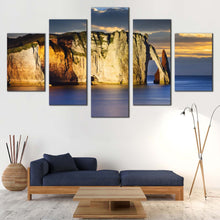 Load image into Gallery viewer, Falaise  d  Amont  Canvas  Wall  Art  Blue  Etretat  Ocean  Canvas  Normandy  France  Yellow  Ocean  Mountains  Canvas  Print  Cliff  Beach  Living  Room  5  Piece  Canvas For Your Living room
