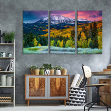 Load image into Gallery viewer, Fall Mountain Canvas Wall Art Green Autumn Landscape Scenery 3 Piece Canvas Print Colorado Landscape Triptych Multiple Canvas
