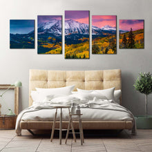 Load image into Gallery viewer, Fall Mountain Canvas Wall Art Green Autumn Landscape Scenery 5 Piece Canvas Print Colorado Landscape Multiple Canvas For Bedroom
