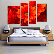 Load image into Gallery viewer, Floral Closeup Canvas Wall Art Beautiful Red Flowers Canvas Print Abstract Flowers 4 Piece Canvas
