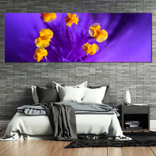 Load image into Gallery viewer, Flowers Closeup Canvas Wall Art Isolated Purple Floral 1 Piece Canvas Print Yellow Pistil Canvas For Bedroom
