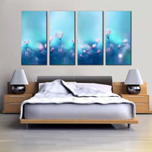 Load image into Gallery viewer, Flowers Primroses Canvas WallArt White Flowers Blue Sky Canvas Print Pink Flower Digital Painting 4 Piece Canvas For Your Bedroom
