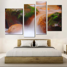 Load image into Gallery viewer, Flowing Waterfall Canvas Print Flowing Water in The River Bedroom 4 Piece Canvas Wall Art
