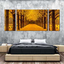 Load image into Gallery viewer, Forest Path Canvas Print Orange Autumn Forest Canvas Wall Art Orange Autumn Road 3 Piece Multi Canvas Artwork In Bedroom
