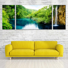 Load image into Gallery viewer, Forest  Waterfall  Canvas  Print  Blue  Deep  Waterfall  River 3  Piece  Canvas  Wall  Art  Green  Carottia  Forest  Multi  Canvas  Artwork For Living Room
