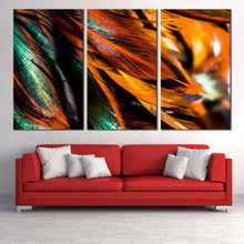 Load image into Gallery viewer, Fractal Element Canvas Print Green Abstract Fractal Patterns 3 Piece Canvas Wall Art Orange Abstract Feather Multiple Canvas In Living room
