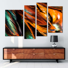 Load image into Gallery viewer, Fractal Element Canvas Print Green Abstract Fractal Patterns 4 Piece Canvas Wall Art Orange Abstract Feather Multiple Canvas
