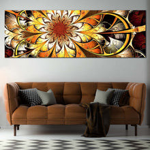 Load image into Gallery viewer, Fractal Flower Canvas WallArt  Orange Abstract Artistic Design Canvas Print  Yellow Digital Elegant Abstract 1Piece Canvas In Living Room
