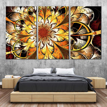 Load image into Gallery viewer, Fractal Flower Canvas WallArt Orange Abstract Artistic Design Canvas Print Yellow Digital Elegant Abstract 3 Piece Multiple Canvas For Bedroom
