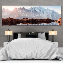 Load image into Gallery viewer, France Landscape Canvas Print Clear Water Chesery Lake Canvas Print White Monte Bianco Mountain 1 Piece Canvas Wall Art In Bedroom
