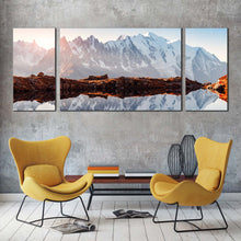 Load image into Gallery viewer, France Landscape Canvas Print Clear Water Chesery Lake Canvas Print White Monte Bianco Mountain 3 Piece Canvas Wall Art For Living Room
