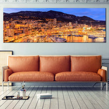 Load image into Gallery viewer, French  Riviera  Canvas  Print  Yellow  Monte  Carlo  Beach  Reflection  Canvas  Set  Blue  Sky  Monaco  Harbour  Cityscape  Living  Room  Living  Room  1  Piece  Canvas For Living Room
