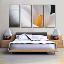 Load image into Gallery viewer, Fresh Lily Canvas Wall Art White Lily Close Up 4 Piece Canvas Print Yellow Flower Head Multi Canvas Artwork For Bedroom
