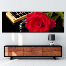 Load image into Gallery viewer, Fresh Roses Canvas Wall Art Red Rose Panoramic Canvas Print Roses Brown Wall Background Canvas Artwork In Living Room
