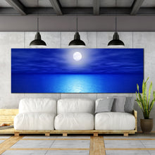 Load image into Gallery viewer, Full  Moon  Over  Water  Canvas  Print  1  piece  wall  art In Living Room
