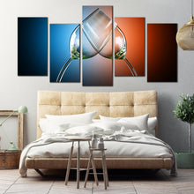 Load image into Gallery viewer, Glasses of champagne isolated on Red Blue Background 5 panel wall art For Your Bedroom
