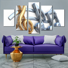 Load image into Gallery viewer, Gold  Music  Notes  On  Wavy  Lines  Canvas  Print For Living room
